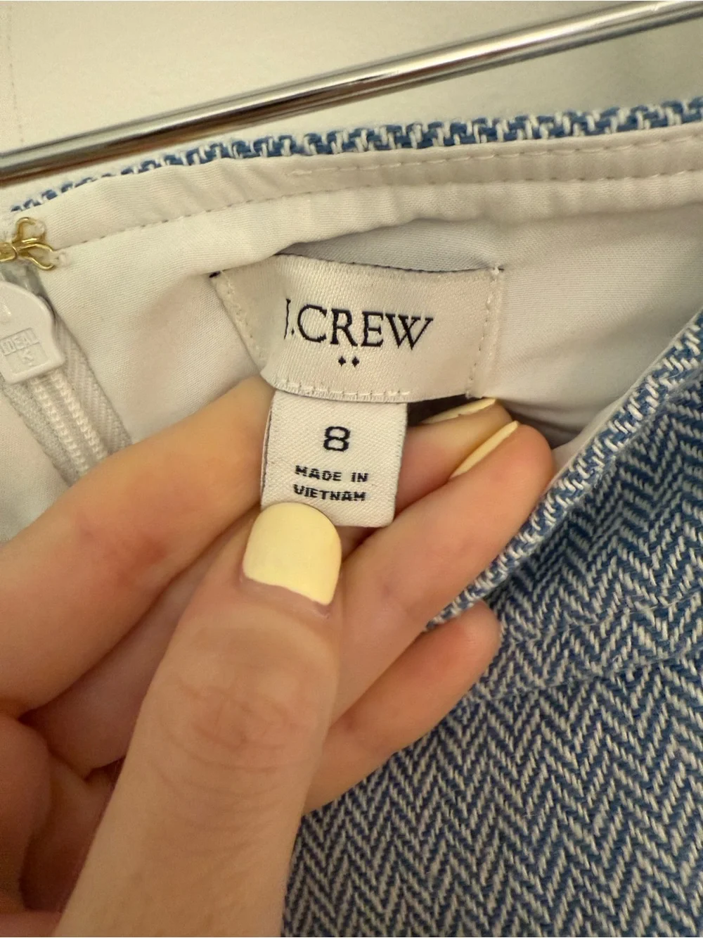 J. Crew Light Blue Herringbone Above Knee Length Pencil Skirt Size 8